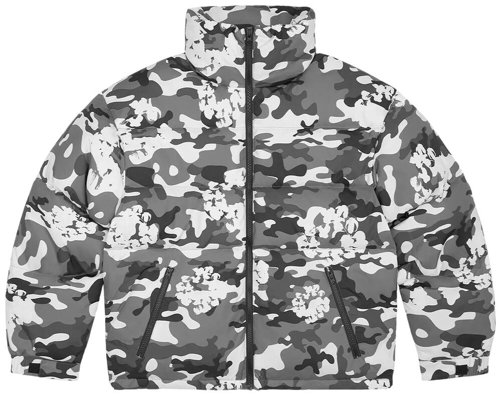 Denim Tears Cotton Wreath Puffer Jacket in White Camo